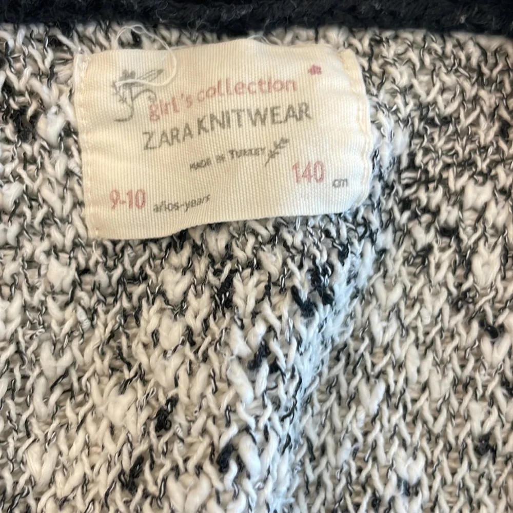 Zara Girls’ Black/White Knit Cardigan- Size 9/10 - Picture 3 of 5